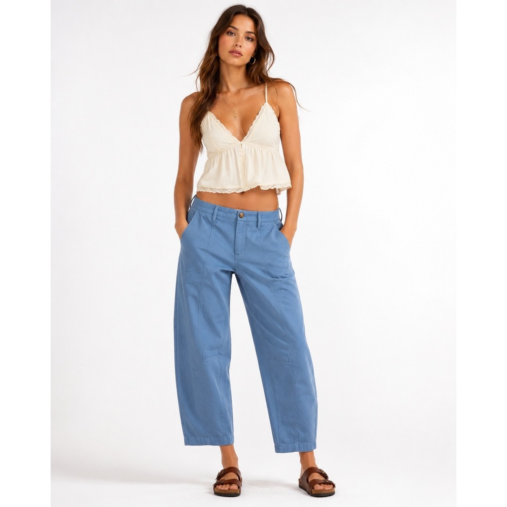 Market & Spruce Womens Mid Rise Barrel Trouser Blue Size 10 New With Tags